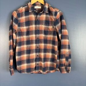 Abercrombie Kids Flannel Button Up Shirt Boy Youth 13/14 Long Sleeve Plaid Brown